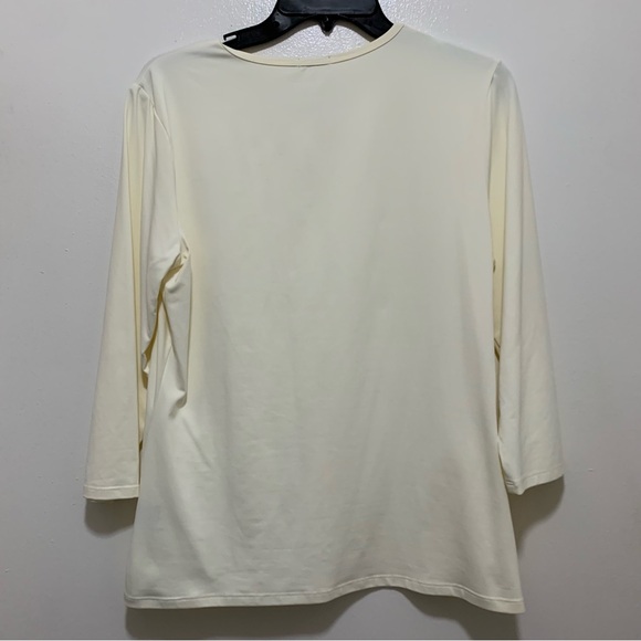 J McLaughlin Cream colored Catalina cloth three-quarter sleeve top size large - Picture 2 of 7